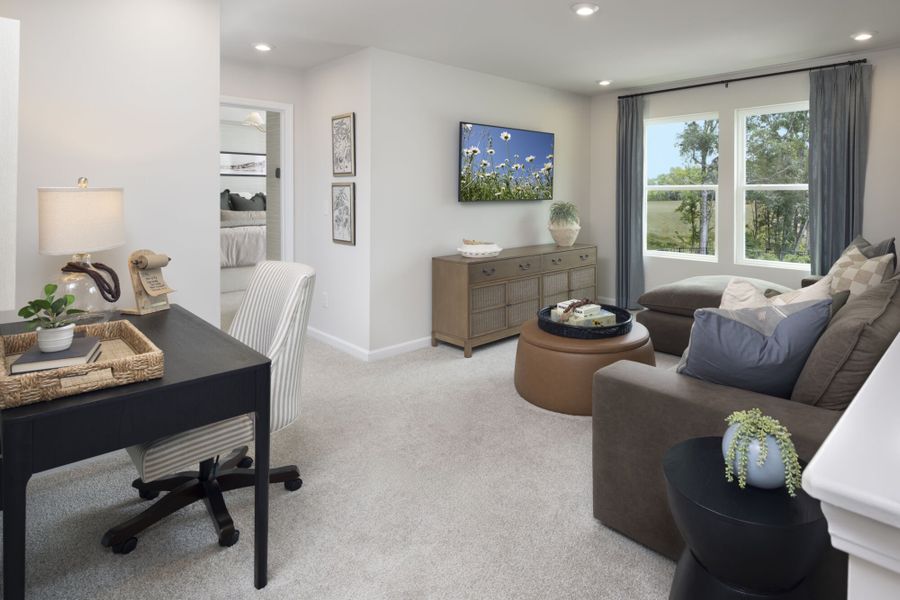 Furnished interior in a model home at The Townes at Westfall in Gastonia (Image 11).