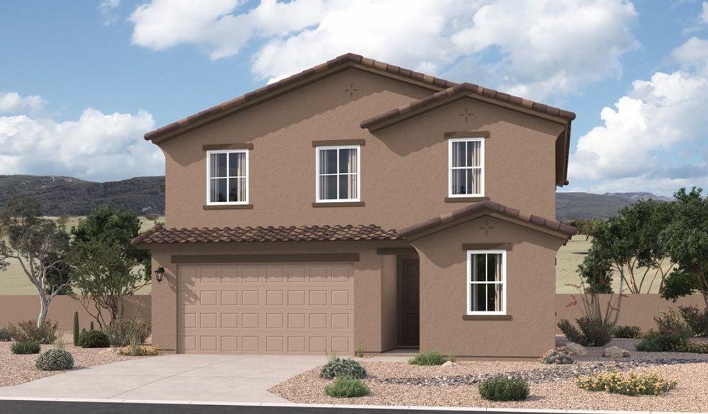 Front exterior of a home in the Entrada del Toro community, located in Sahuarita, AZ (Image 7).