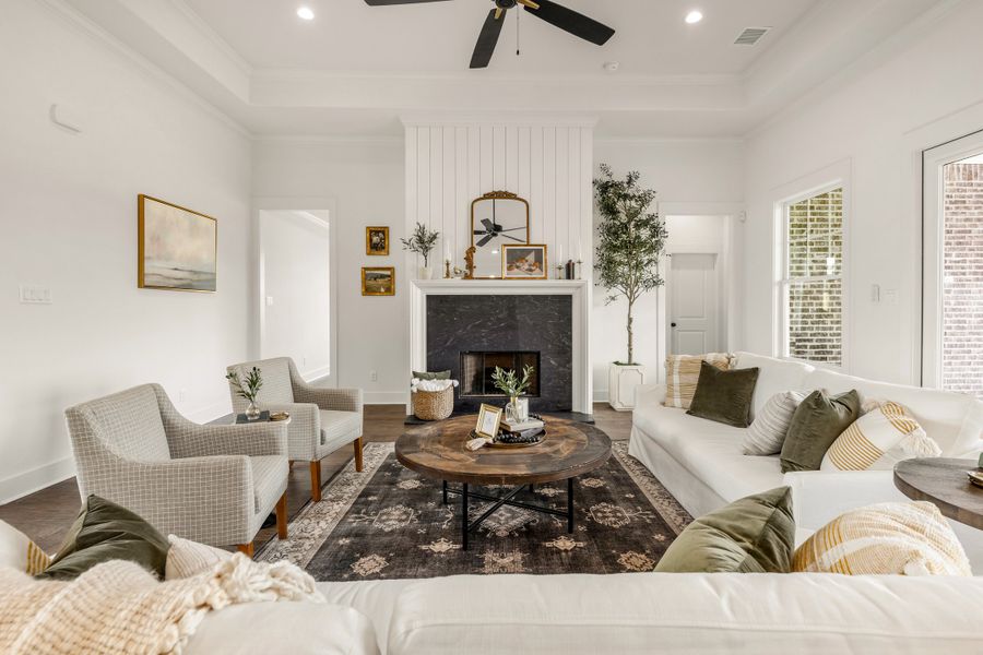 Furnished interior in a model home at Greens Prairie Reserve in College Station (Image 48).