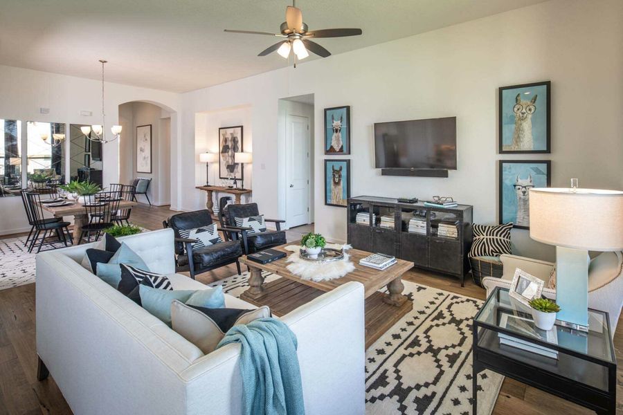 Furnished interior in a model home at Crosswinds: 60ft. lots in Kyle (Image 20).