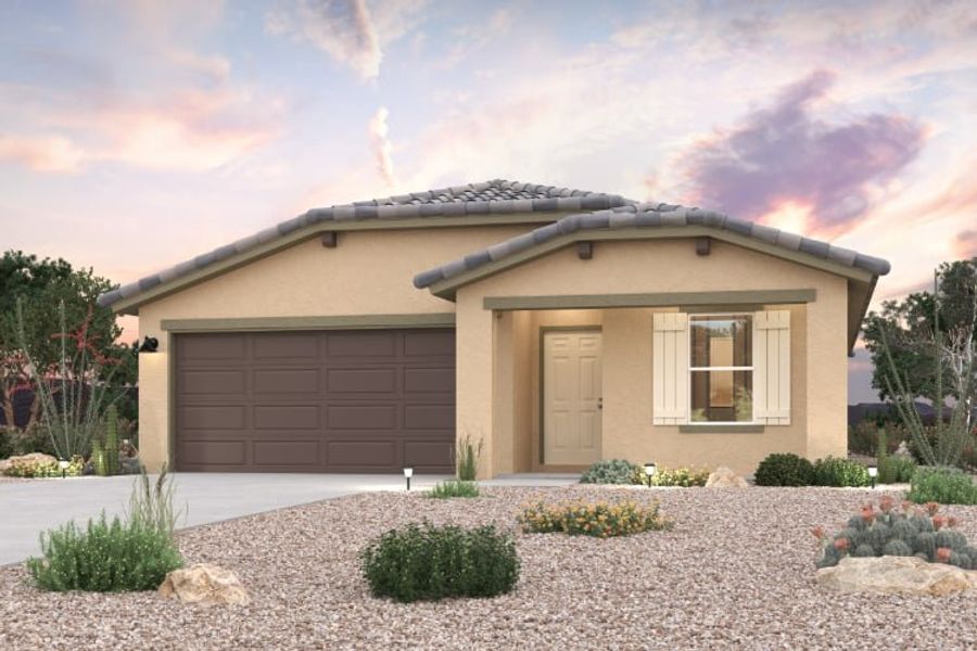 A house with a garage.