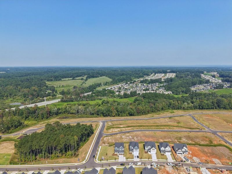 Aerial view of the The Hills at Cedar Creek community in Winder, GA, showing layout and nearby surroundings (Image 15).