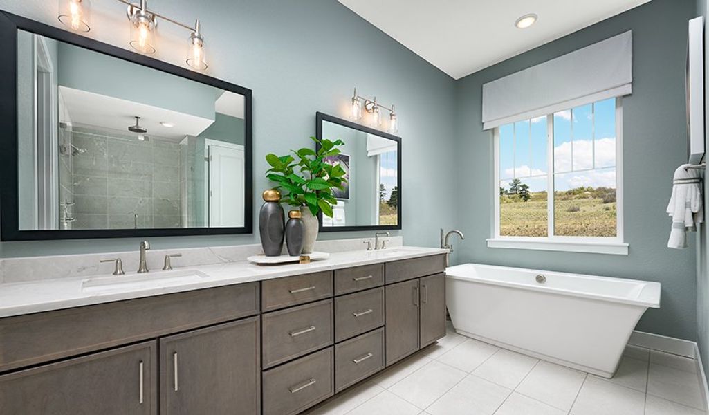 Furnished interior in a model home at Chateau at the Meadows in Castle Rock (Image 21).