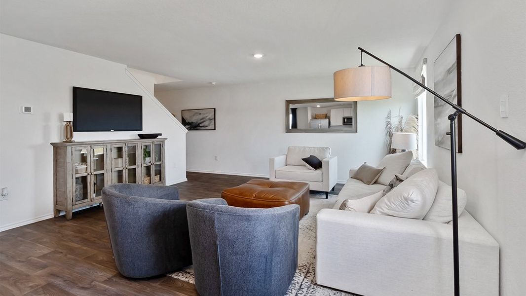 Furnished interior in a model home at Sereno Springs in Converse (Image 9).