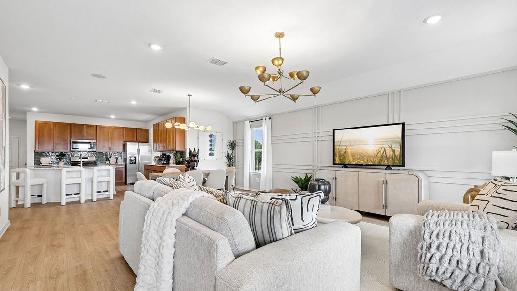 Furnished interior in a model home at Revelry in Del Valle (Image 15). Furnished interior in a model home at Revelry in Del Valle (Image 15).