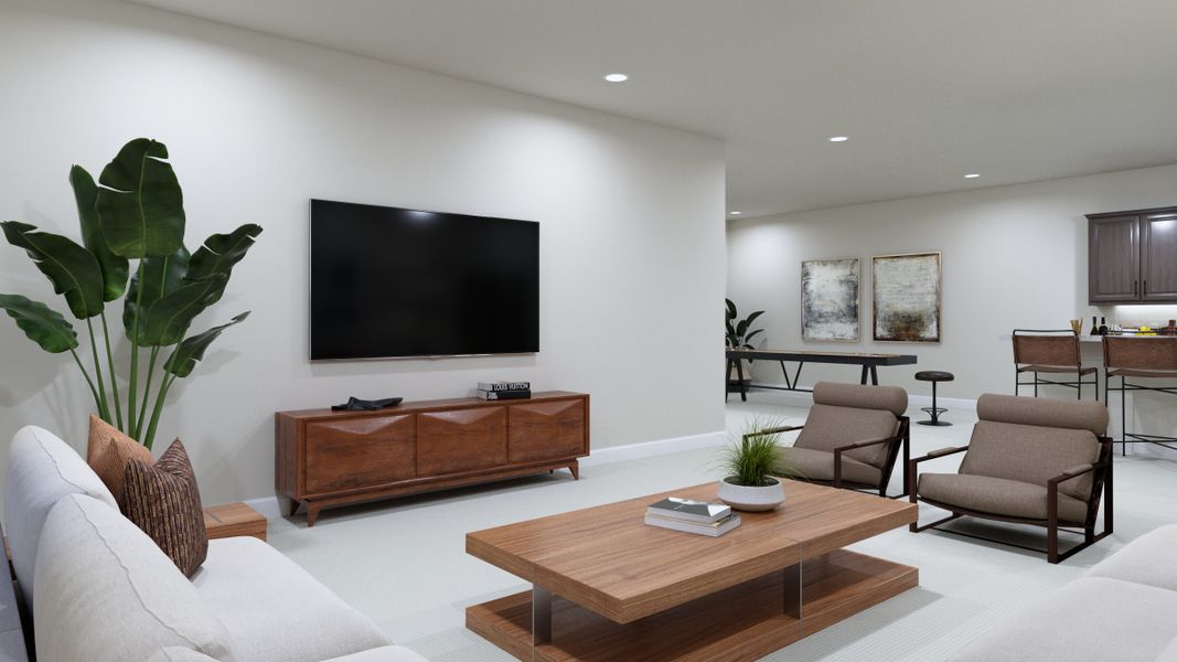 Furnished interior in a model home at The Fairways at RainDance in Windsor (Image 38).