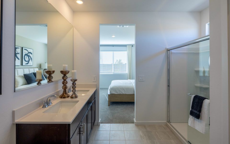 Furnished interior in a model home at Mountain View Estates Reserve Series in Buckeye (Image 6).