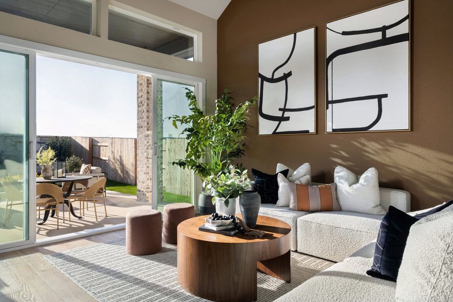Furnished interior in a model home at Flora in Hutto (Image 3).