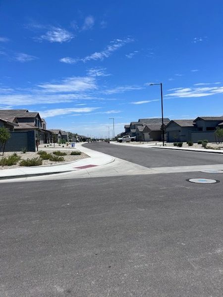 Charming community road lined with modern homes in Bentridge – Peak Series by Landsea Homes (Buckeye, AZ). Charming community road lined with modern homes in Bentridge – Peak Series by Landsea Homes (Buckeye, AZ).