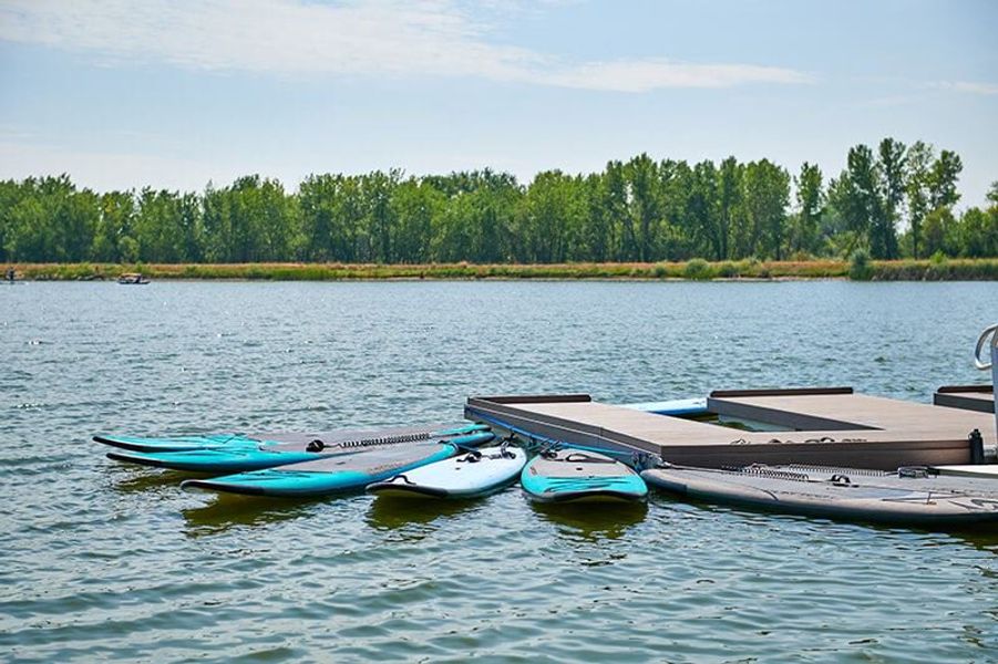 Barefoot Lakes paddle boards on lake Barefoot Lakes paddle boards on lake