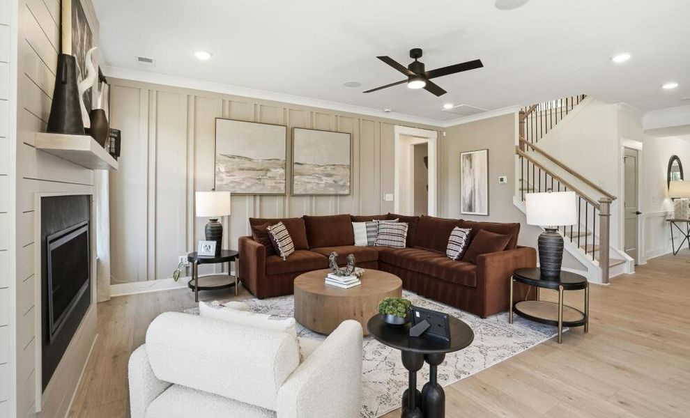 Furnished interior in a model home at Enclave at Riverdale in Huntersville (Image 14). Furnished interior in a model home at Enclave at Riverdale in Huntersville (Image 14).