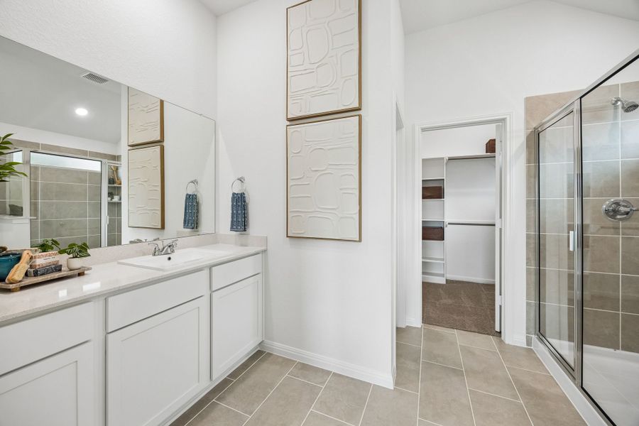 Primary Bathroom in the Diamond Model Home by Trophy Signature Homes