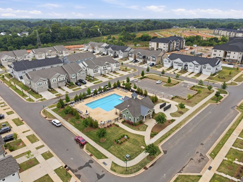 Aerial view of the The Townes at Cheyney community in Charlotte, NC, showing layout and nearby surroundings (Image 11).
