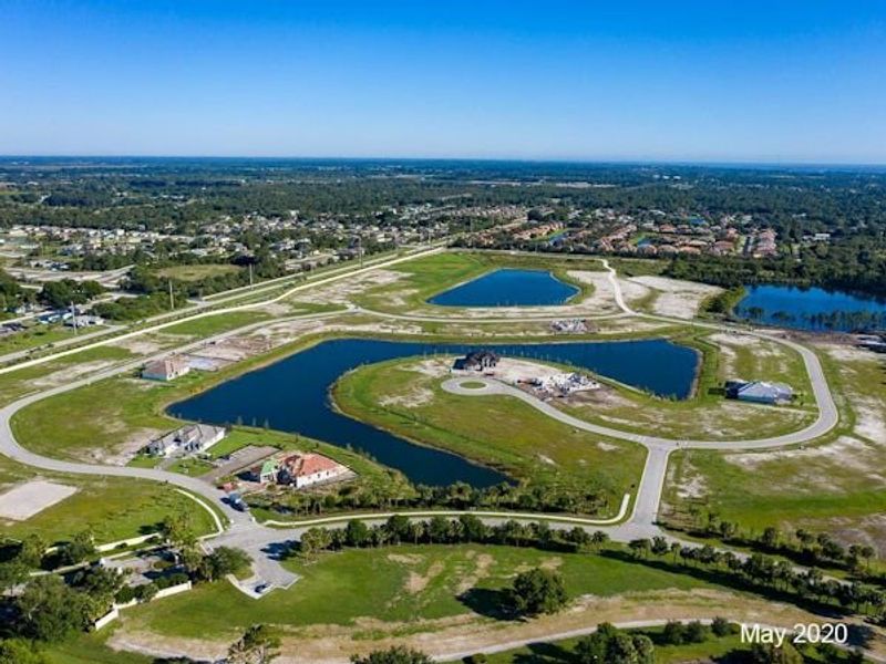 Aerial view of the Bent Pine Preserve community in Vero Beach, FL, showing layout and nearby surroundings (Image 45).