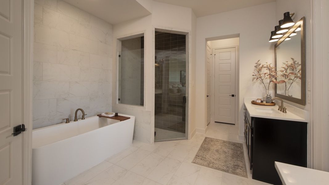 Furnished interior in a model home at Flat Creek 60' in Castroville (Image 12).