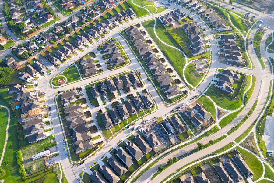 Aerial view of the Solterra community in Mesquite, TX, showing layout and nearby surroundings (Image 17).