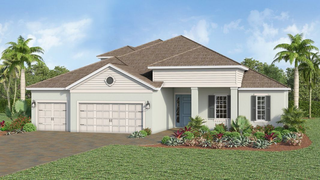 Front exterior of a home in the Kingston South Real Estate and Homes for Sale in Estero, FL - Neal Communities community, located in Estero, FL (Image 15).