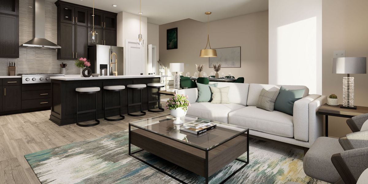 Furnished interior in a model home at Crosscreek Walk – Courtyard in Charleston (Image 10). Furnished interior in a model home at Crosscreek Walk – Courtyard in Charleston (Image 10).