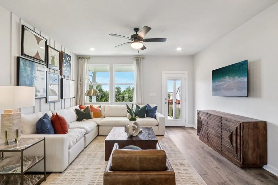 Furnished interior in a model home at Evelyn in Austin (Image 13).