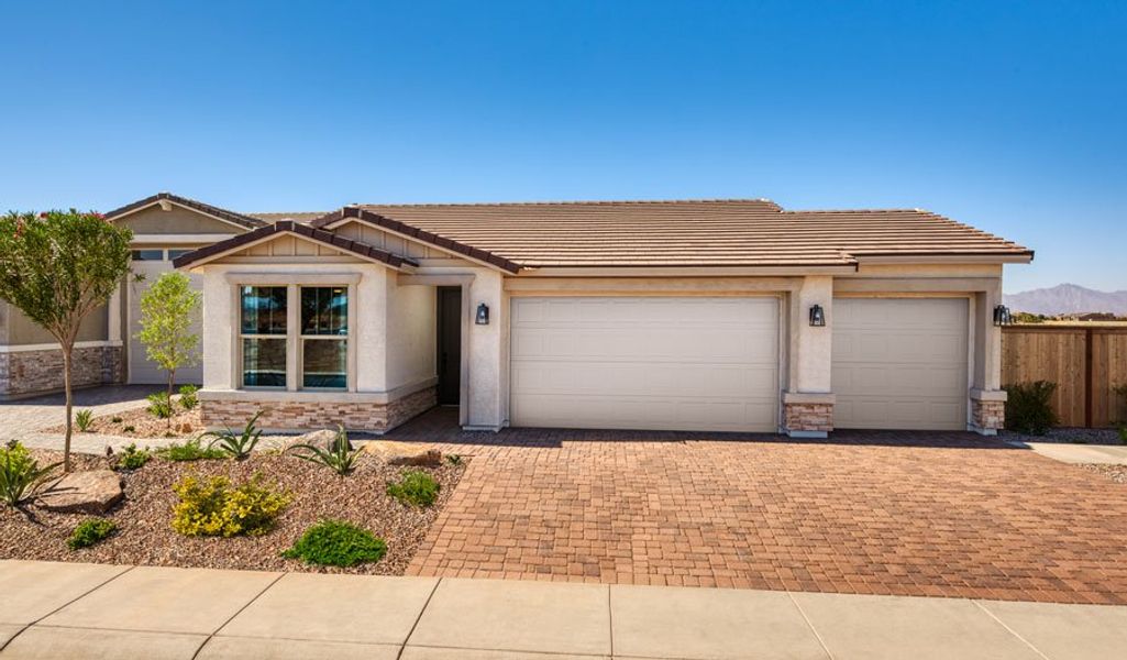 Front exterior of a home in the Parkside at Gladden Farms community, located in Marana, AZ (Image 2). Front exterior of a home in the Parkside at Gladden Farms community, located in Marana, AZ (Image 2).