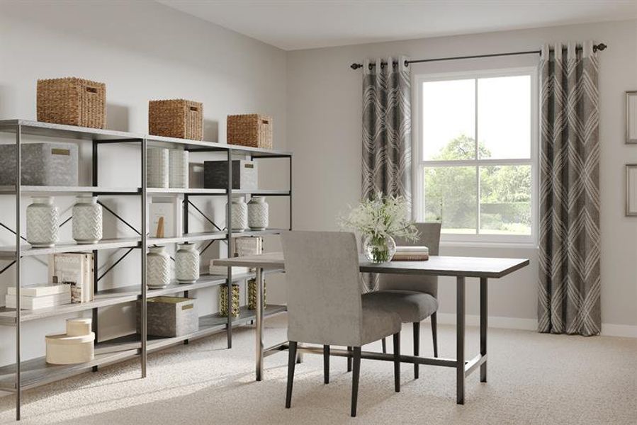 Work from the comfort of your own home with flex spaces you can make an office or playroom.