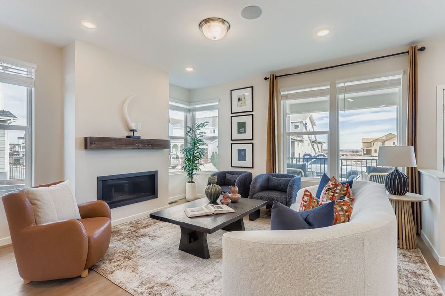 Furnished interior in a model home at Barefoot in Firestone (Image 6).