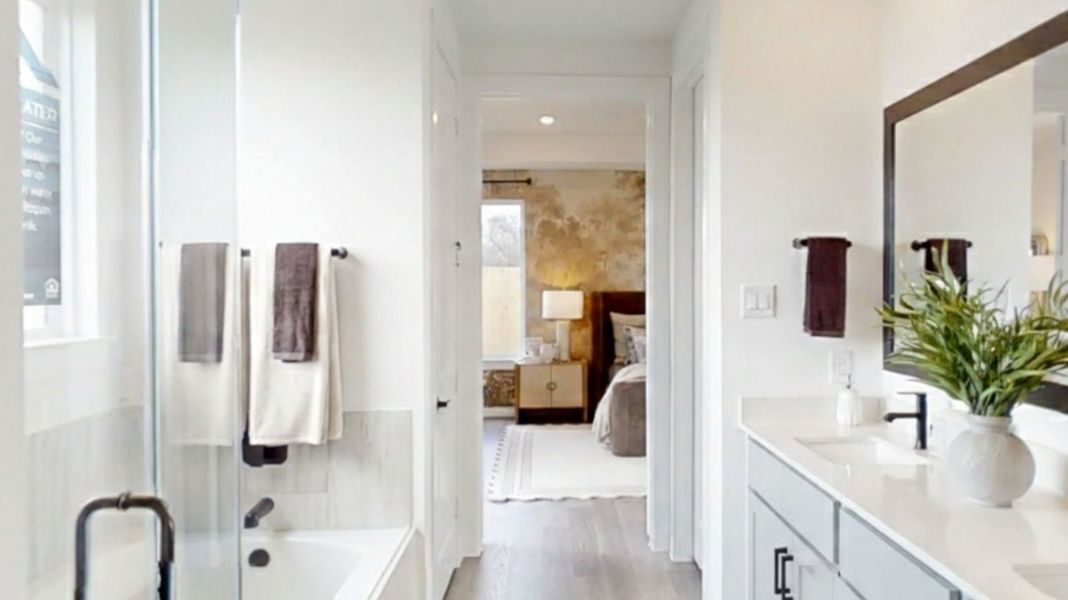 Furnished interior in a model home at Davis Harbor in League City (Image 17).