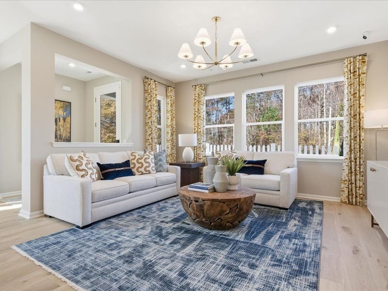 Furnished interior in a model home at Ellis Townes in Charlotte (Image 21).