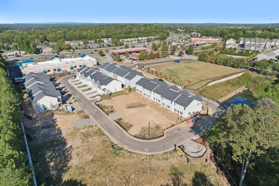Aerial view of the Chastain Heights community in Woodstock, GA, showing layout and nearby surroundings (Image 11).