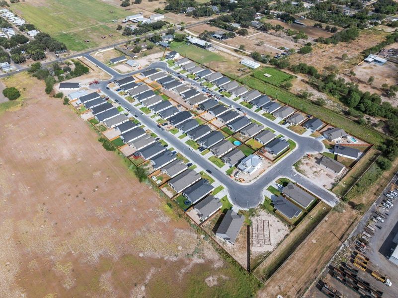 Aerial view of the Taylor Creek Village community in Mcallen, TX, showing layout and nearby surroundings (Image 16).