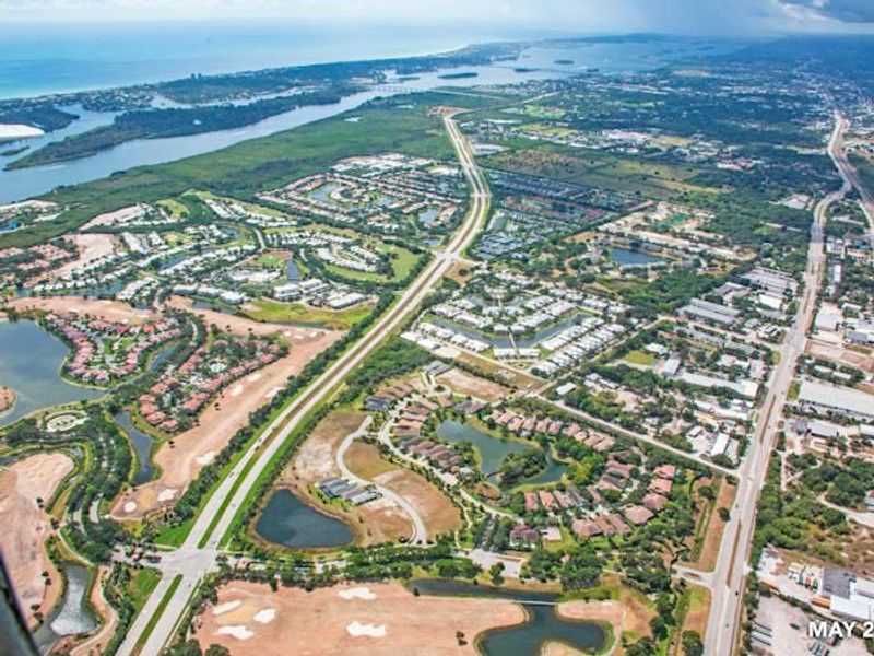 Aerial view of the The Falls at Grand Harbor community in Vero Beach, FL, showing layout and nearby surroundings (Image 28).