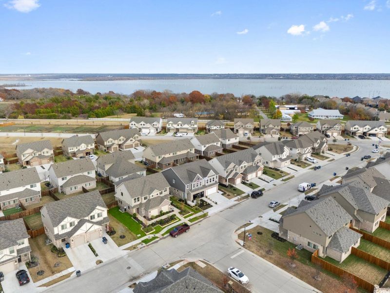 Aerial view of the Lake Park Villas community in Wylie, TX, showing layout and nearby surroundings (Image 1).