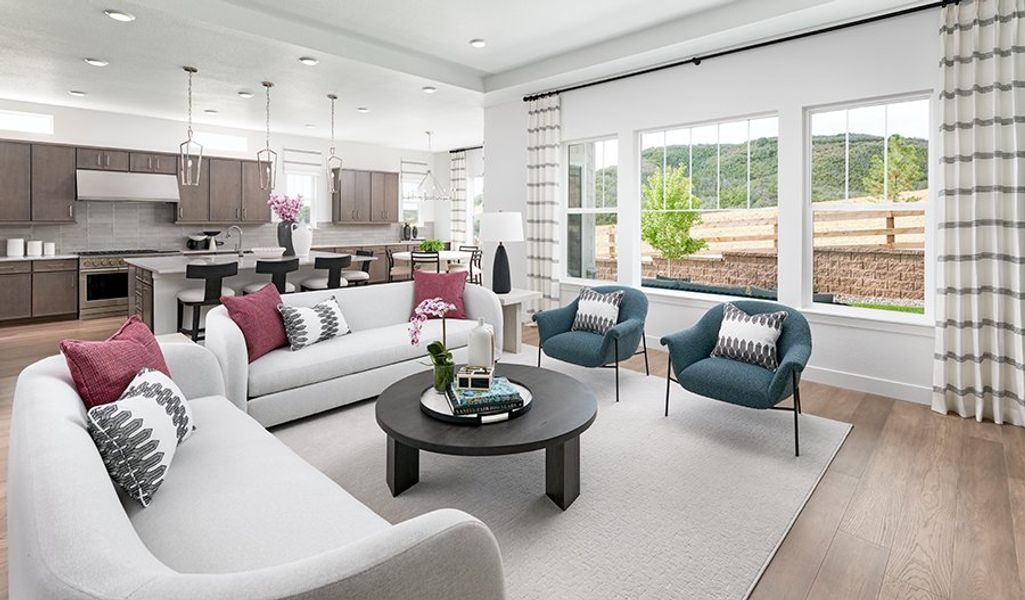 Furnished interior in a model home at Chateau at the Meadows in Castle Rock (Image 18).
