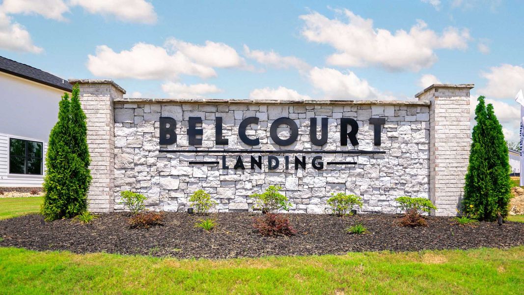 Entrance to the Belcourt Landing community in Cleveland, TN, featuring signage and landscaping (Image 1).