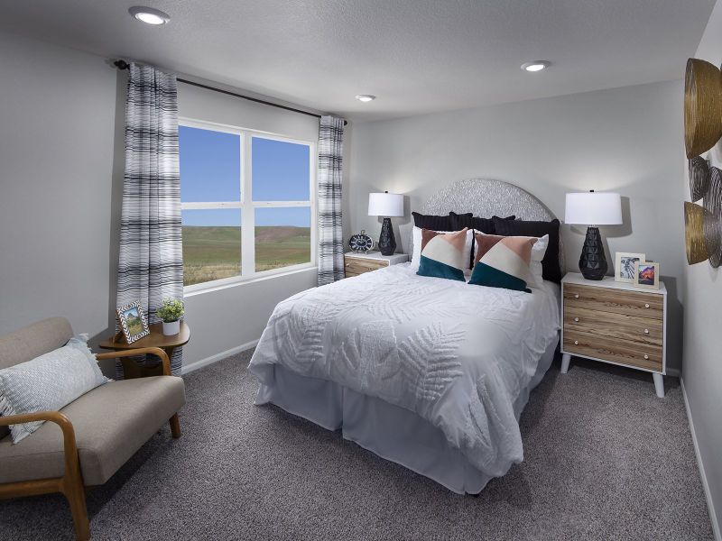 Furnished interior in a model home at Buffalo Highlands: The Flora Collection in Commerce City (Image 12). Furnished interior in a model home at Buffalo Highlands: The Flora Collection in Commerce City (Image 12).
