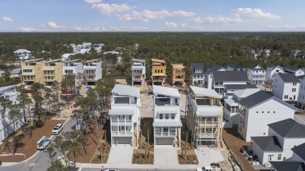 Aerial view of the Twin Palms community in Inlet Beach, FL, showing layout and nearby surroundings (Image 12).