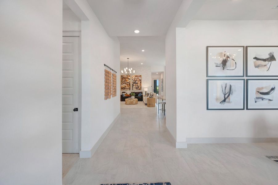Furnished interior in a model home at Bridgeland Central: Emerald Heights - Enclave Row Collection in Cypress (Image 4).