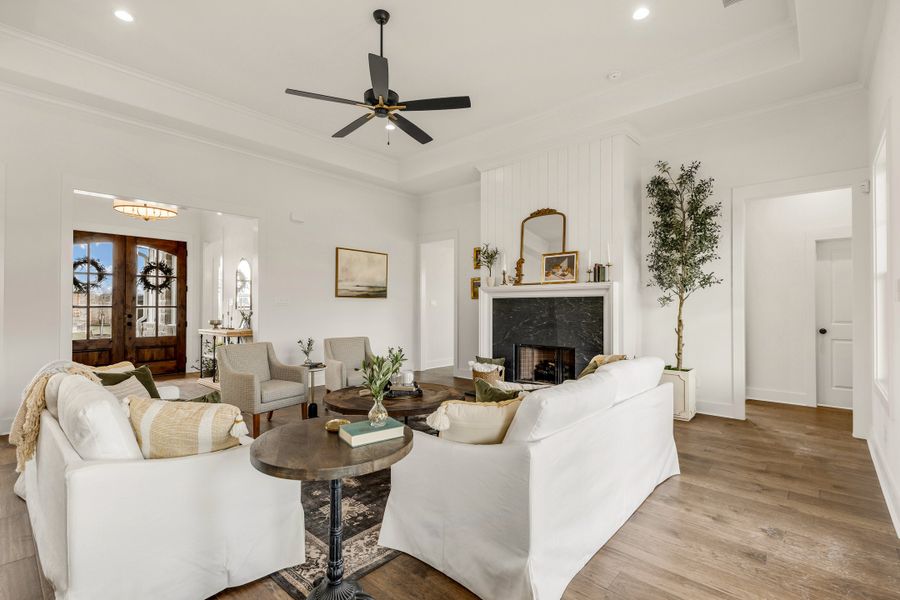 Furnished interior in a model home at Greens Prairie Reserve in College Station (Image 40).