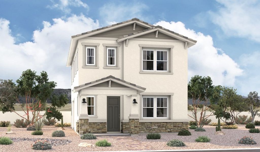 Front exterior of a home in the Fusion at Blossom Rock community, located in Apache Junction, AZ (Image 7).