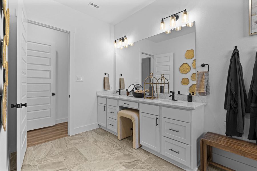 Furnished interior in a model home at Hunters Crossing in Sealy (Image 26).