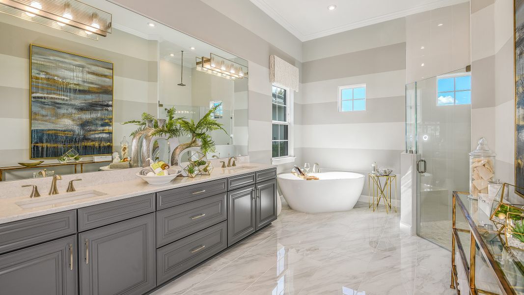 Furnished interior in a model home at Esplanade by the Islands in Naples (Image 32).