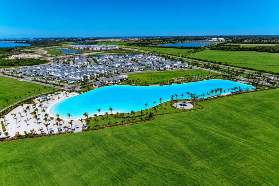 Aerial view of the Aqua community in Bradenton, FL, showing layout and nearby surroundings (Image 24).