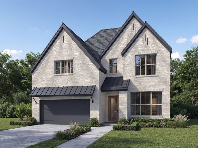 Front exterior of a home in the Grand Oaks at Green Meadows - 50' community, located in Celina, TX (Image 4).