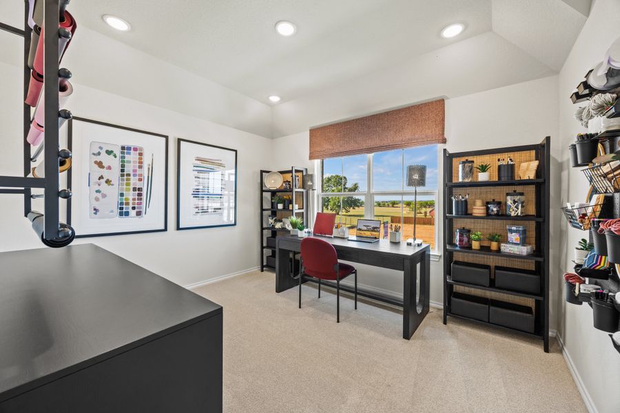 Furnished interior in a model home at El Dorado in Granbury (Image 26).