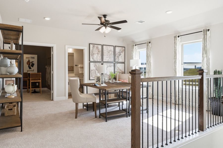 Furnished interior in a model home at Waterbend: Ivy Townhomes in Euless (Image 6).