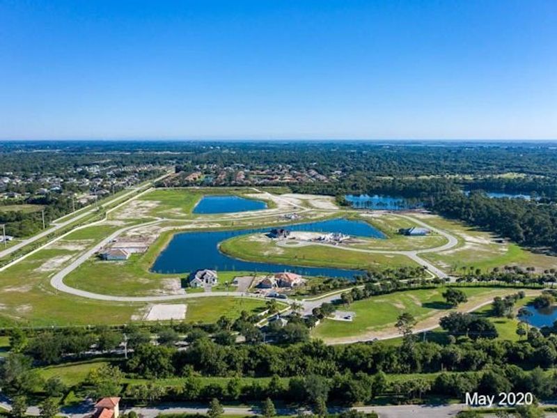 Aerial view of the Bent Pine Preserve community in Vero Beach, FL, showing layout and nearby surroundings (Image 46).