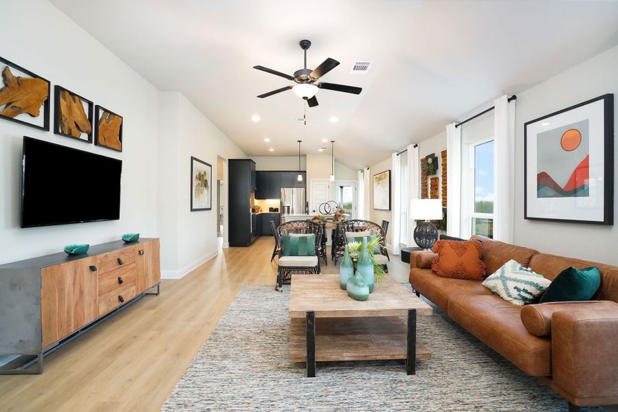 Furnished interior in a model home at Cloverleaf in Austin (Image 71).