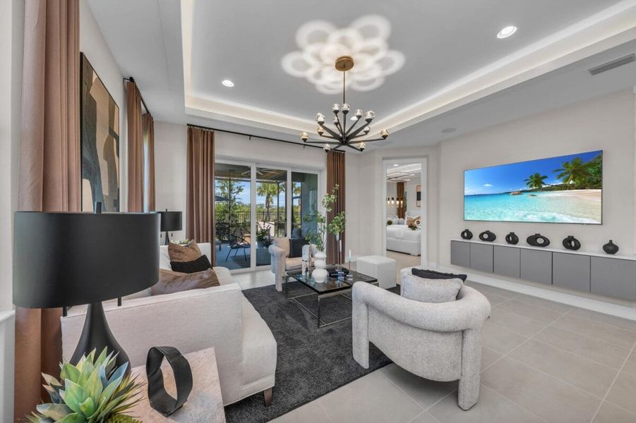 Furnished interior in a model home at Reflection Villas at Watercolor Place in Bradenton (Image 102).