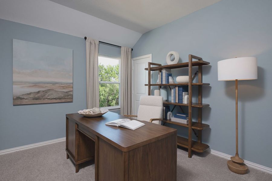 Furnished interior in a model home at Creekview Fossil Ridge in Pilot Point (Image 5). Furnished interior in a model home at Creekview Fossil Ridge in Pilot Point (Image 5).