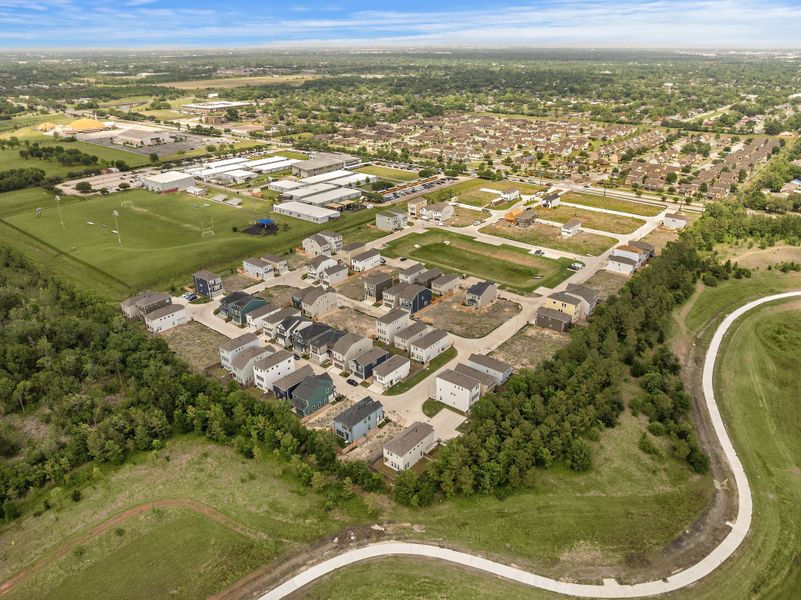 An aerial view of a town. An aerial view of a town.